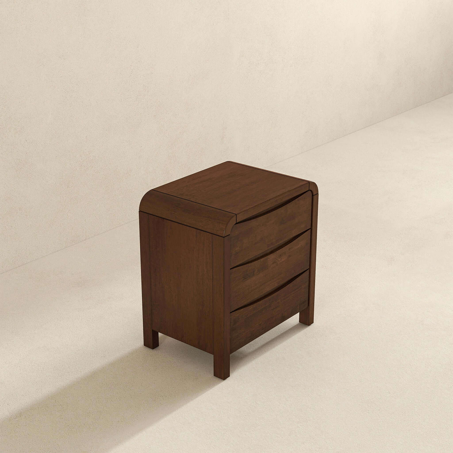 Lionel Mid Century Modern Solid Wood 3-Drawer Nightstand In Brown 23.6  H X 20.4  W X 15.7  D For Bedroom, Hallway, Entryway, Closet