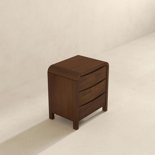 Lionel Mid Century Modern Solid Wood 3-Drawer Nightstand In Brown 23.6  H X 20.4  W X 15.7  D For Bedroom, Hallway, Entryway, Closet