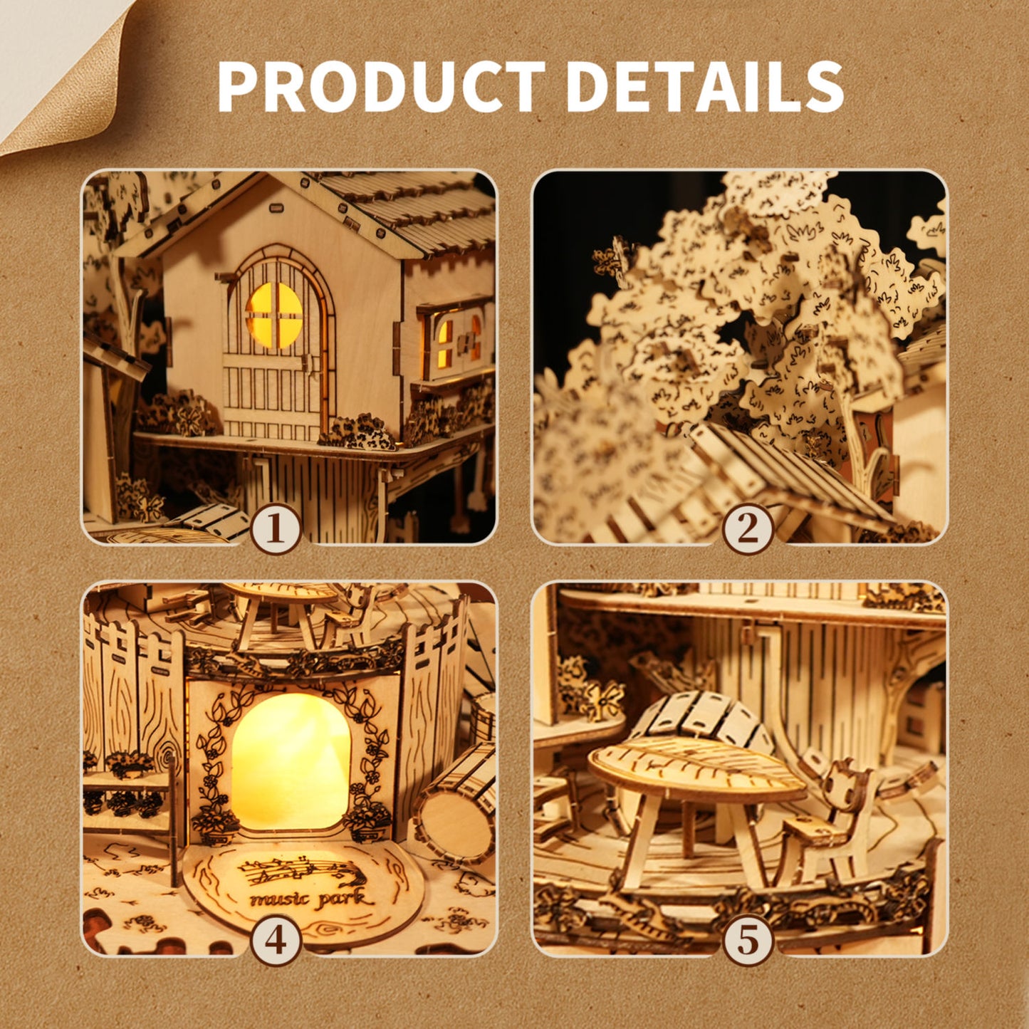 Sales Are Prohibited On The TEMU And SHEIN - 3D Wooden Puzzle Tree House With Light Handmade Crafts Assembly Model Kits  Creative Decoration Birthday And Christmas Gifts