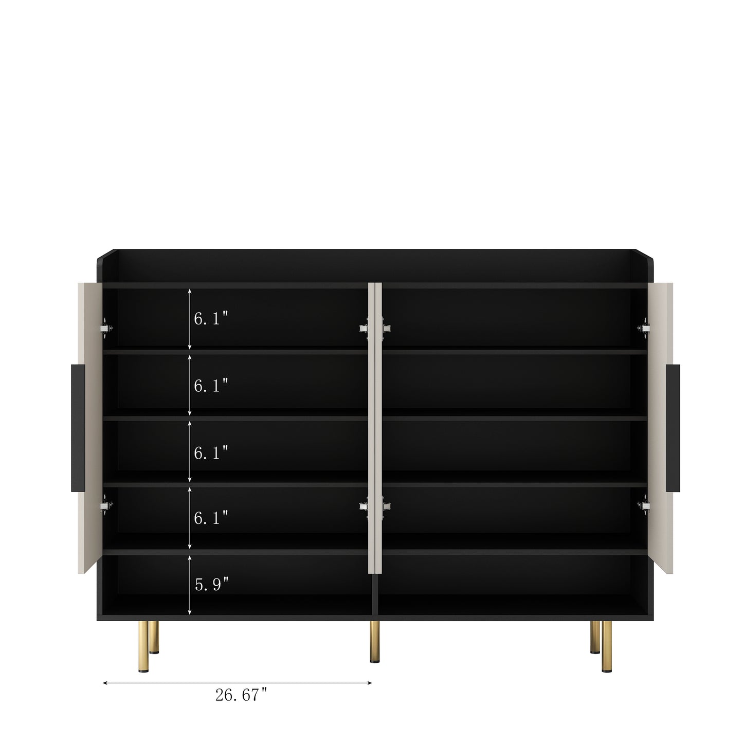 Sideboard,Shoe Cabinet With 4 Doors Large Modern Shoe Storage Organizer Cabinet With Adjustable Shelves For Entryway Black Shoe Rack Cabinet For Living Room, Bedroom