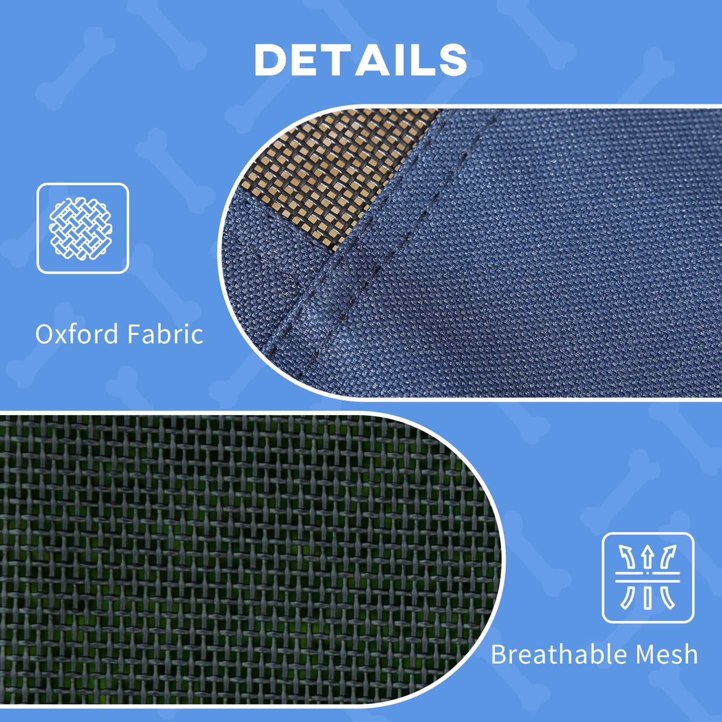48" X 36" Elevated Portable Dog Cot Cooling Pet Bed With UV Protection Canopy Shade, Dark Blue