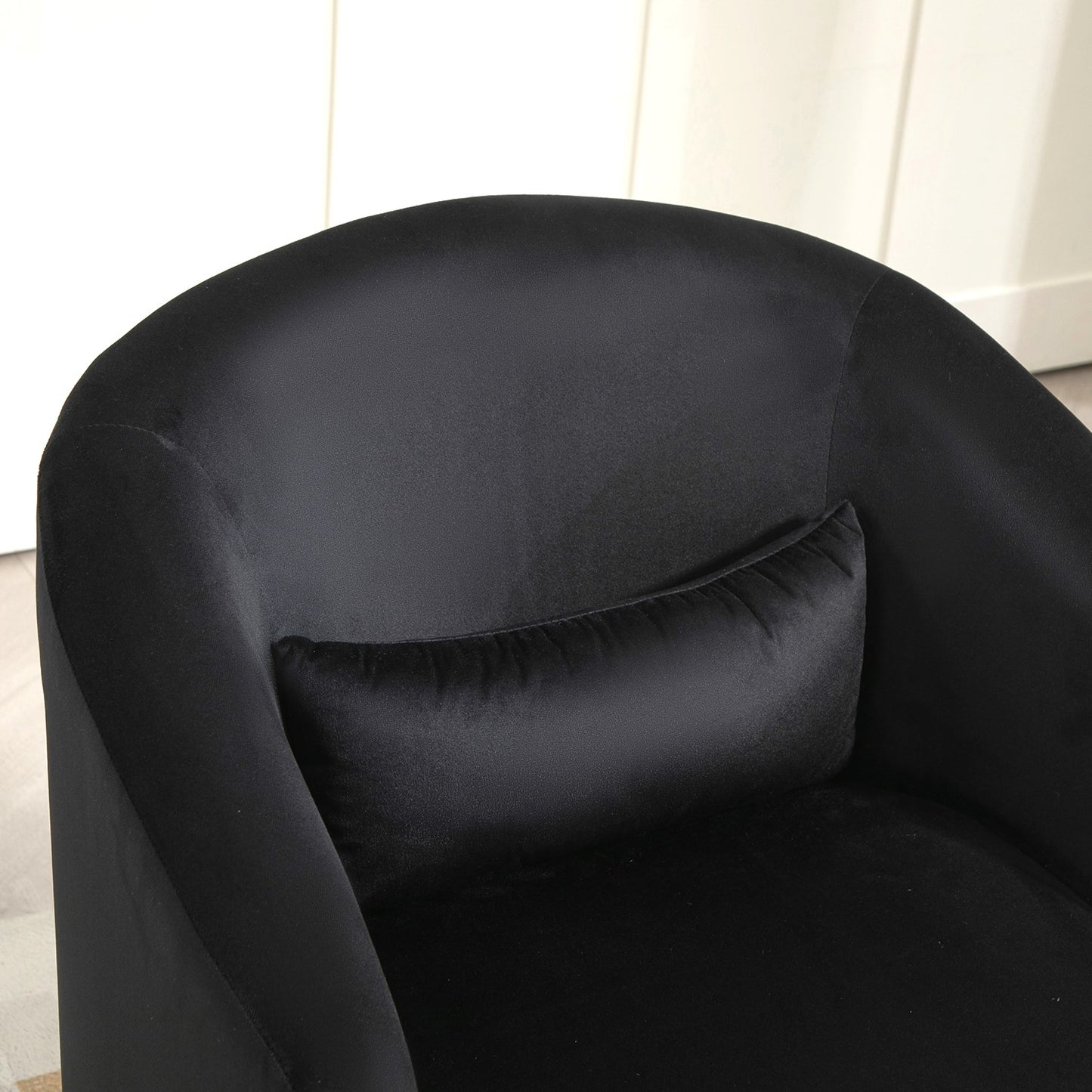 360 Degree Swivel Barrel Accent Chair, Velvet Upholstered Curved Armchair, Fully Assembled Contemporary Leisure Chair For Living Room Bedroom Office