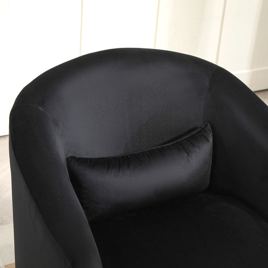 360 Degree Swivel Barrel Accent Chair, Velvet Upholstered Curved Armchair, Fully Assembled Contemporary Leisure Chair For Living Room Bedroom Office