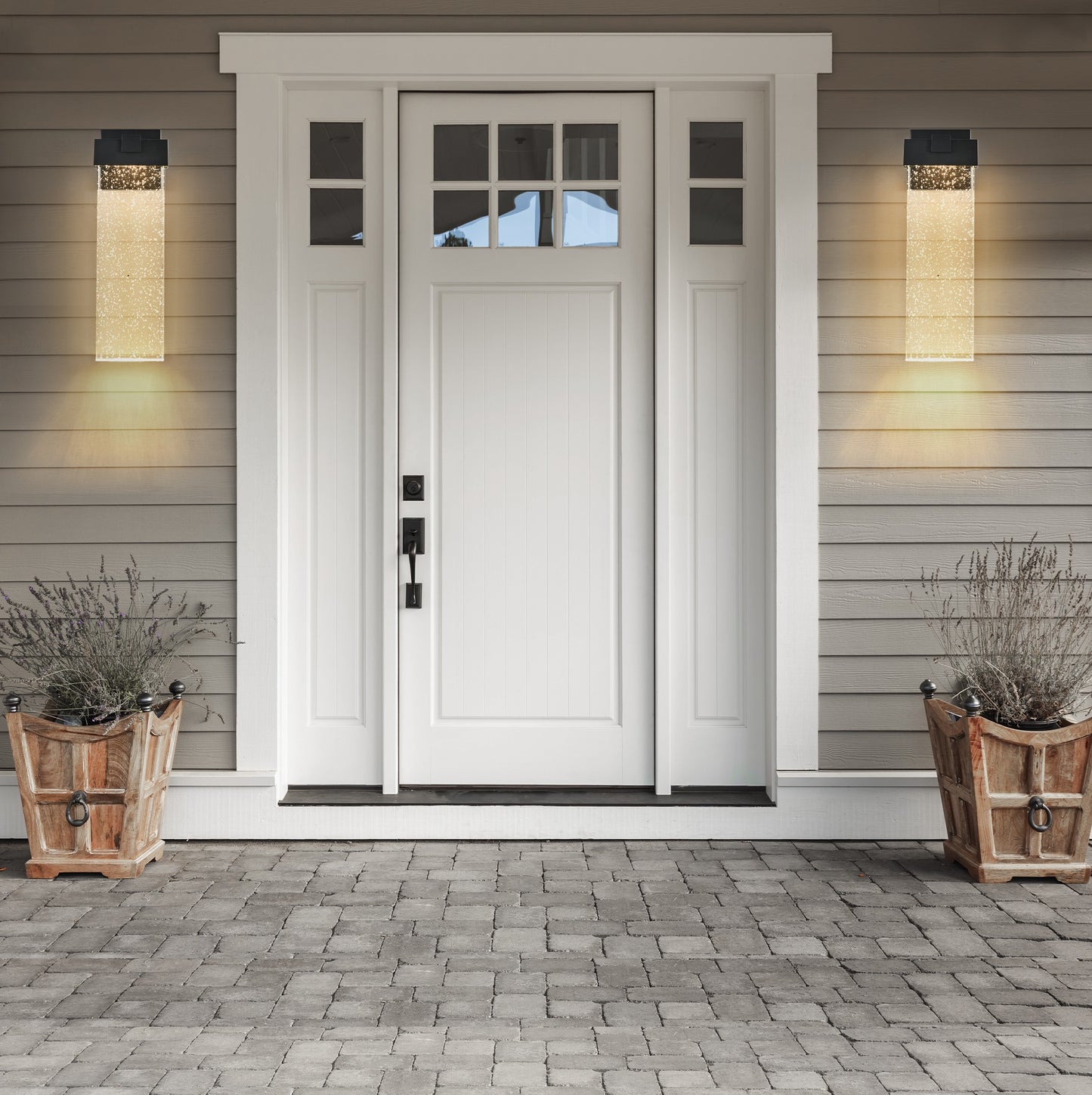 18 H 1-pack 12W Modern Outdoor Wall Light Fixture, Weatherproof LED Wall Sconce With Bubble Crystal, Black Finish, Up And Down Lighting For Porch, Patio, And Garden