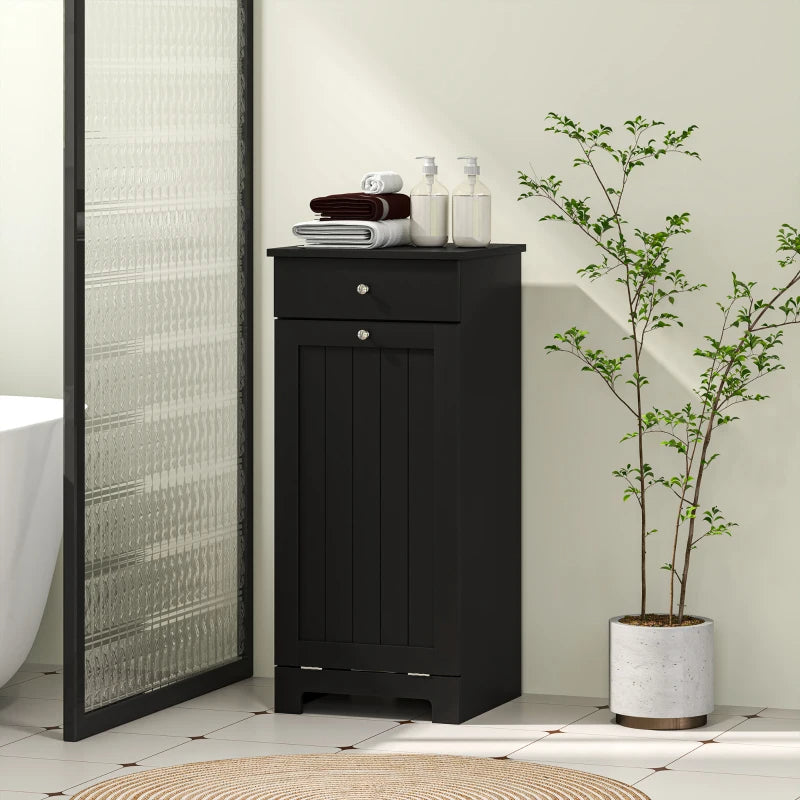 Laundry Hamper Cabinet, Laundry Cabinet With Tilt Out Laundry Basket And Drawer, Black