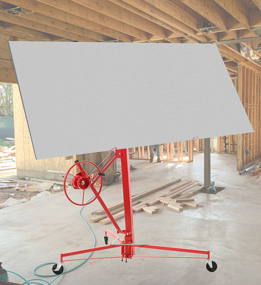 16 FT Drywall Lift Panel Rolling Hoist Jack Lifter Sheetrock, Drywall Lifting Construction Tools Caster Wheel With Adjustable Telescopic Arm, 16