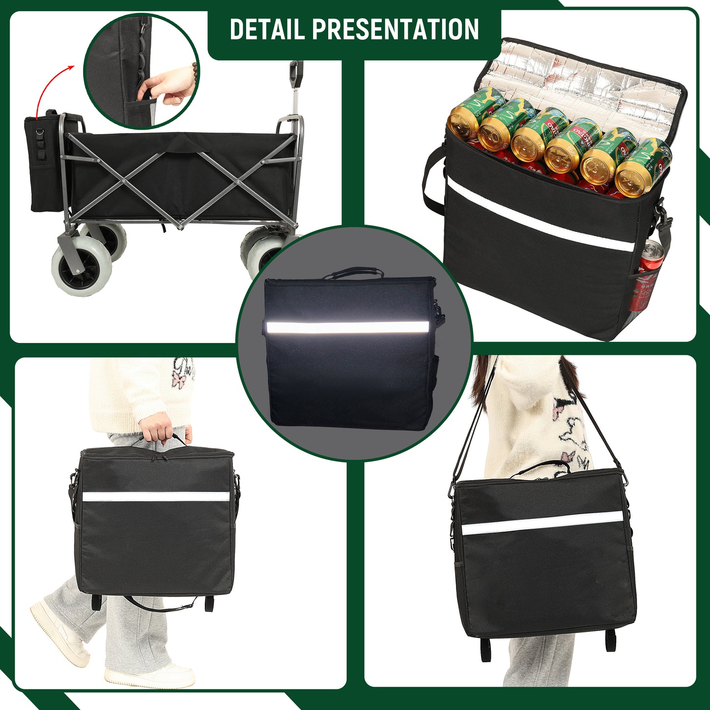 Beach Wagon With Big Wheels For Sand 500lbs Capacity -  All Terrain Steel Frame Utility Cart With 9  Pneumatic Tires  Collapsible Folding Design  Strap With Multiuse Bag  Black