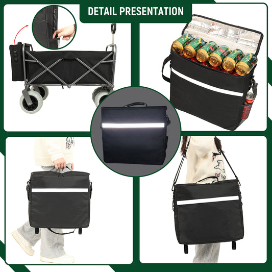 Beach Wagon With Big Wheels For Sand 500lbs Capacity -  All Terrain Steel Frame Utility Cart With 9  Pneumatic Tires  Collapsible Folding Design  Strap With Multiuse Bag  Black