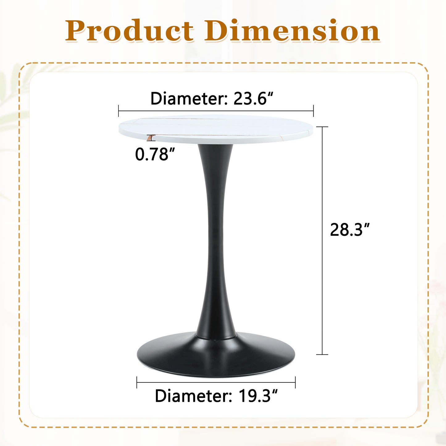 Round Dining Table, 23.6in Circle Tulip Table With Thickened Tabletop & Metal Pedestal, Mid Century Modern Bistro Table For Kitchen, Small Places, Living Room, Cafe  White