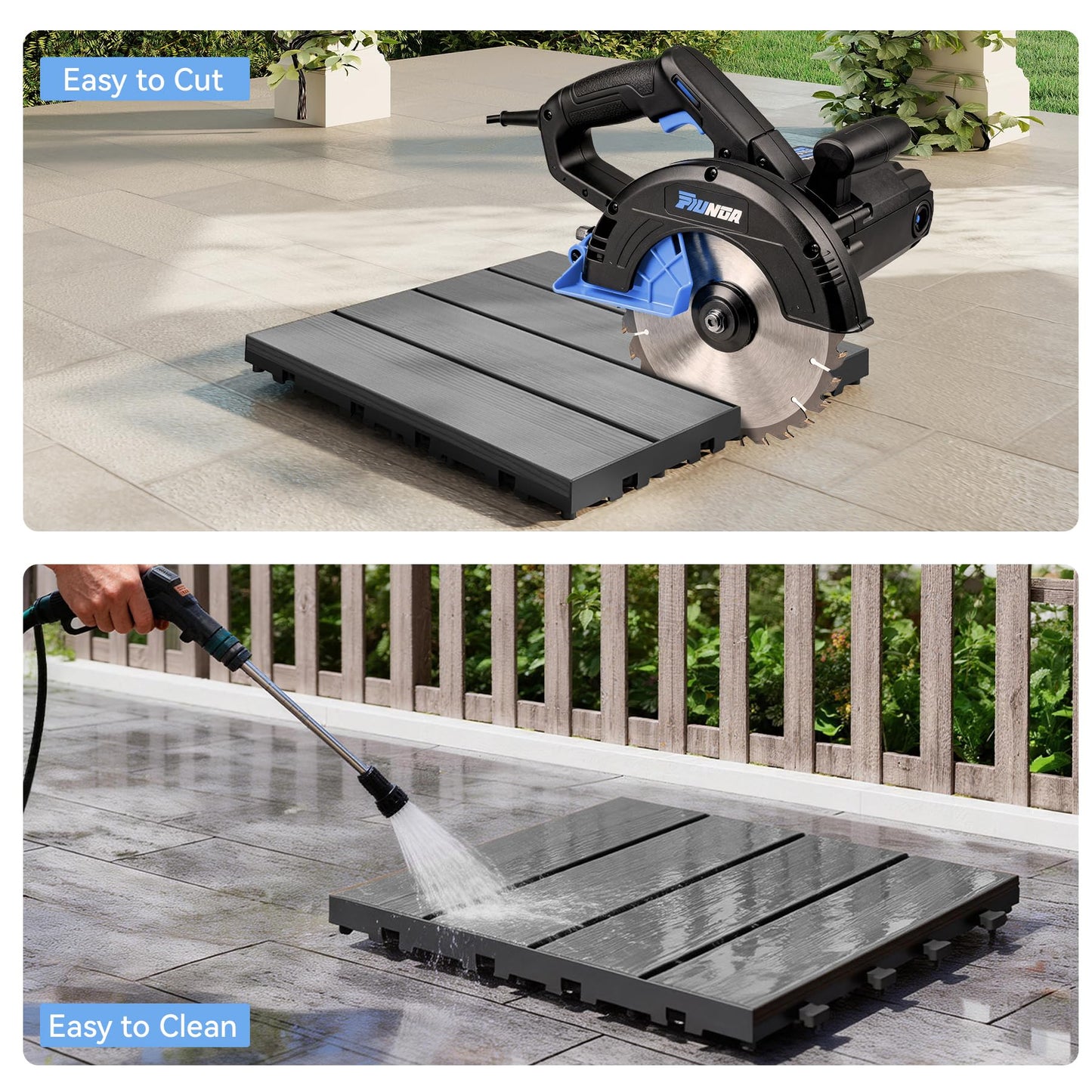 27 Pcs Interlocking Deck Tiles, 12   X 12   HDPE Outdoor Flooring, Patio Flooring Outdoor Waterproof, Deck Tiles Outdoor Waterproof For Deck Garden Poolside, All Weather Use -Dark Grey