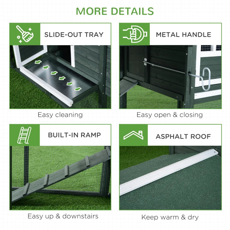 Wooden Chicken Coop, Hen House Outdoor With Run Nesting Box, Asphalt Roof, Removable Tray, Multiple Packages Shipped. Please Pay Attention To The Dimensions And Weight In The Details.