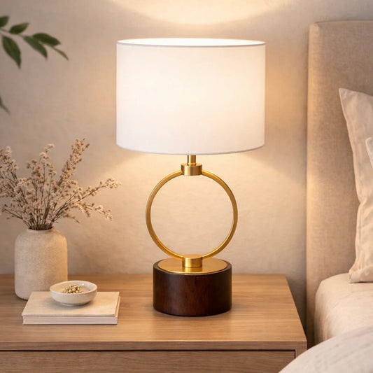 Bedroom Table Lamp Nordic Home Creative Romantic Warm Metal Study Room Desk Bedside Lamp, Grid Metal Circular Table Lamp 110V