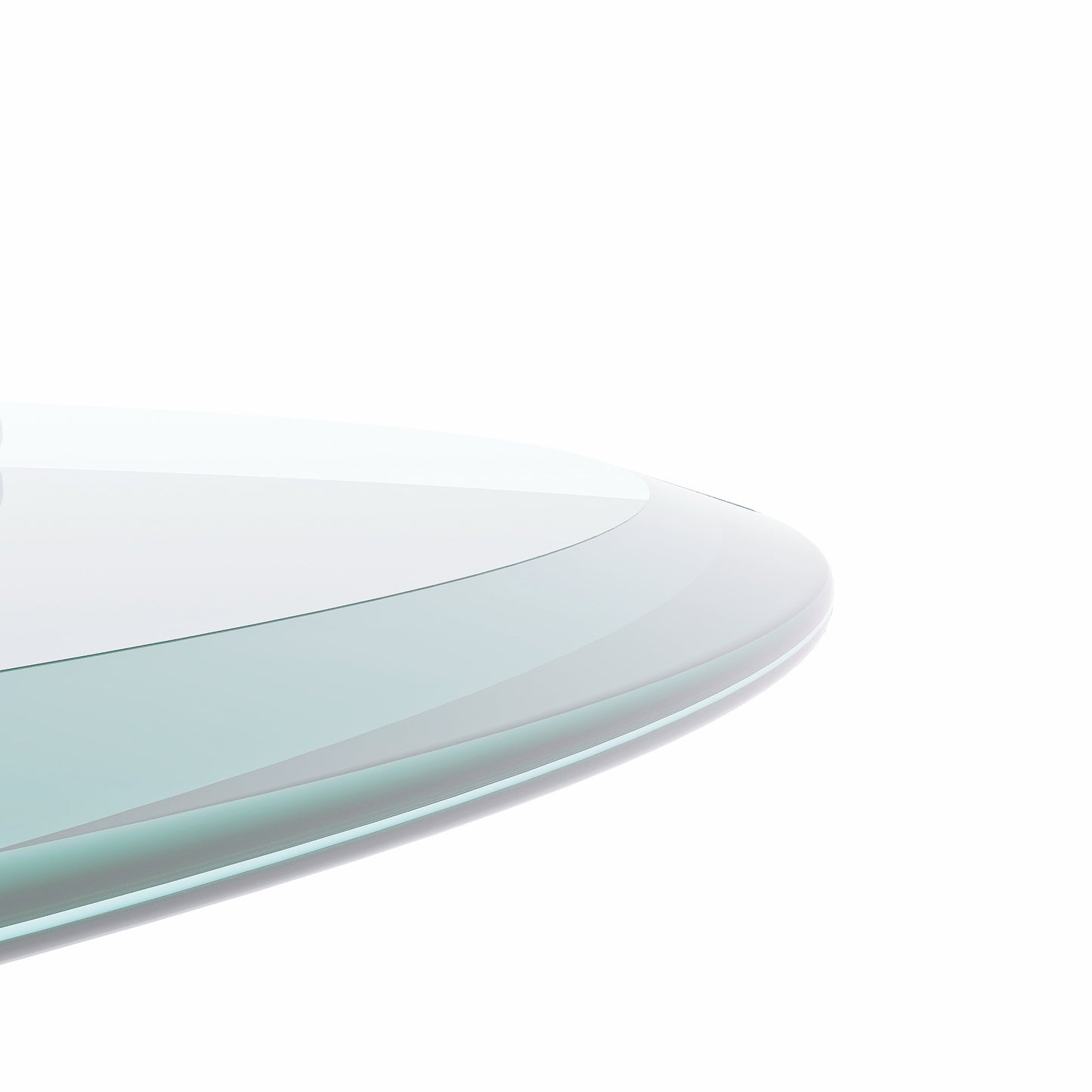 24  Inch Round Tempered Glass Table Top Clear Glass 0.5 Inch Thick Beveled Polished Edge