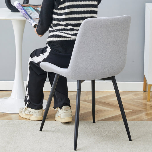 Comfortable Linen-Cotton Dining Chair Set - Four Pieces In Light Gray.Integrated Seat And Backrest,Linen-Cotton Material,Curved Widened Cushion Design For More Comfort.