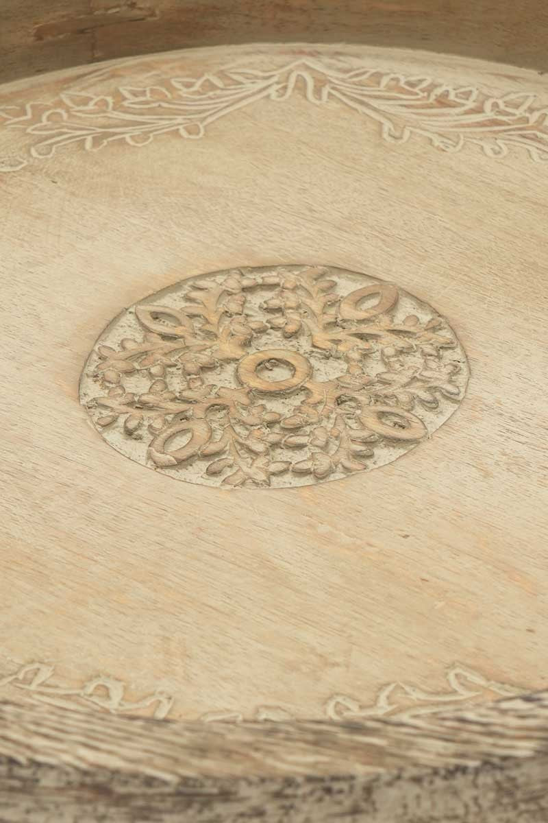 Round Mango Wood Serving Tray - 18  Rustic Brown Design For Stylish Entertaining