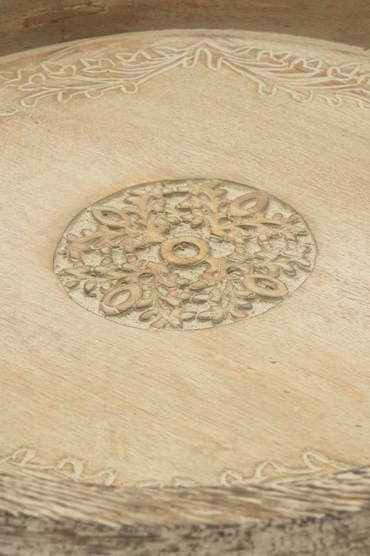 Round Mango Wood Serving Tray - 18  Rustic Brown Design For Stylish Entertaining