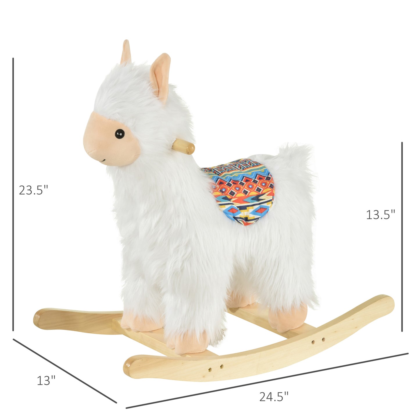 Kids Ride-On Rocking Horse Toy Llama Style Rocker Soft Plush Fabric For Children 3+ Years