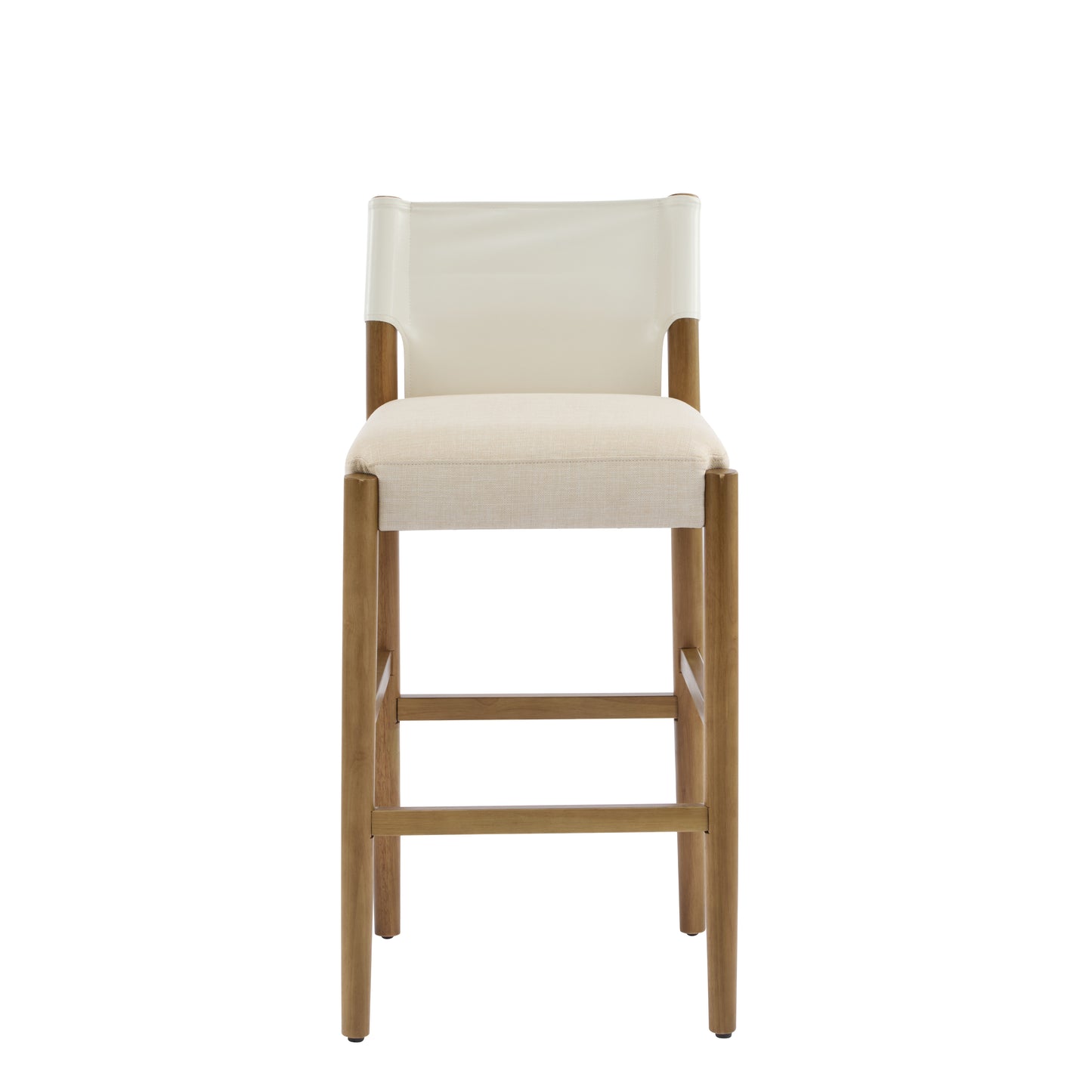 28.5, Modern Solid Wood Bar Stool With Polyester Cushion - Minimalist Kitchen Island Stool For Breakfast Nook & Home Bar  Neutral Tone Design , Set Of 2