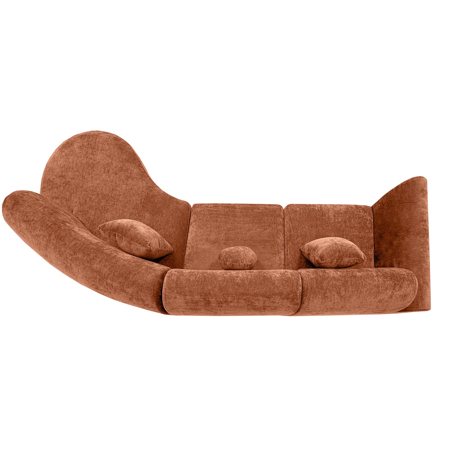 140  Modern Curved Sectional Sofa With High-Density Fully Compressed Sponge And Chaise Lounge, 3-Piece Set, Fully Assembled Right Hand Facing, Perfect For Living Room, Lounge