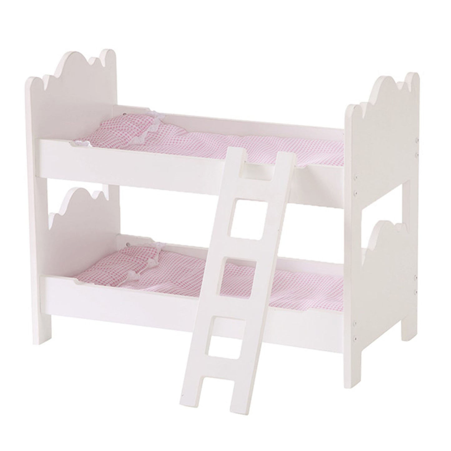 Baby Doll Bunk Bed Easy Assembly Wooden Play Bunk Bed With Ladder Pink Bedding For 18 Inch Dolls