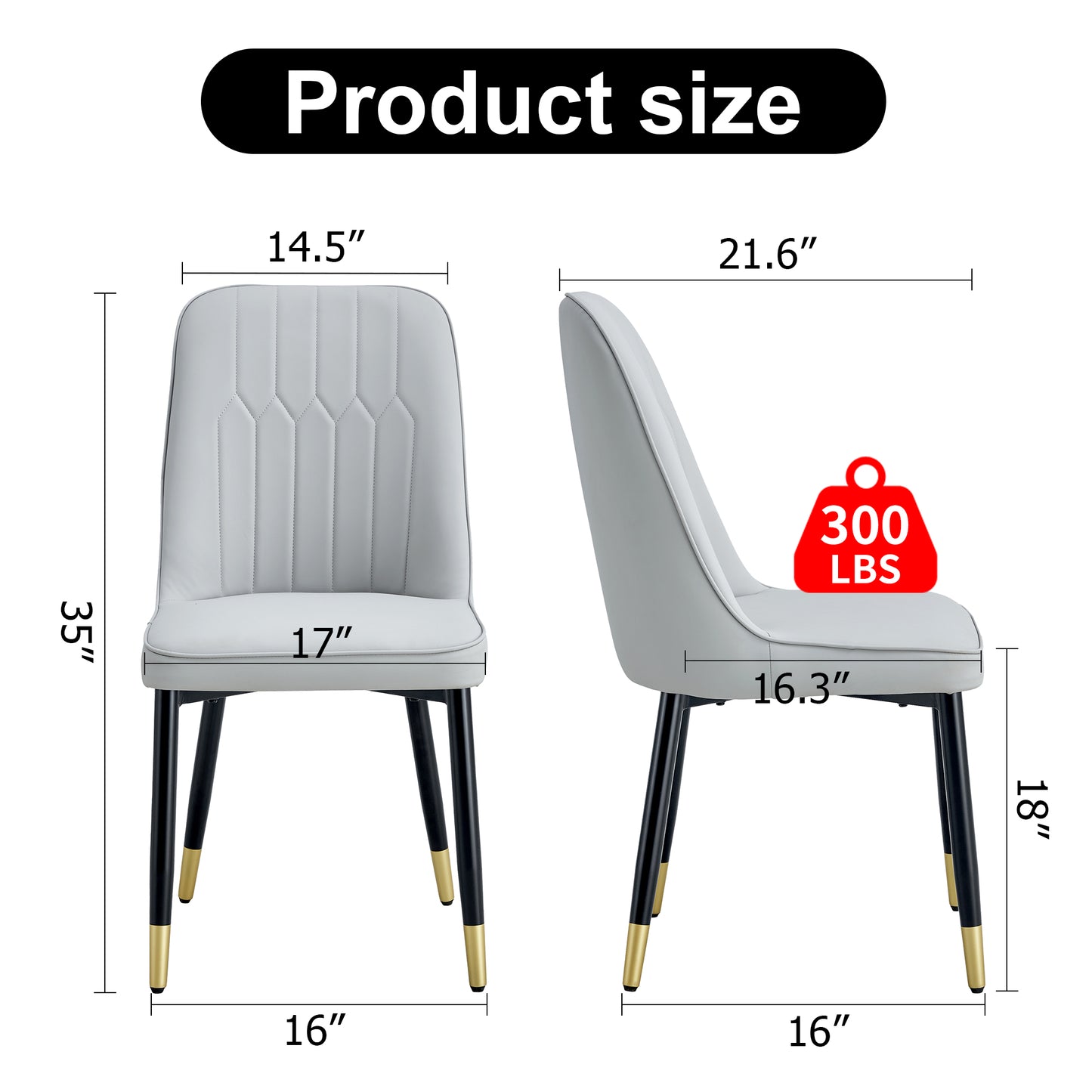 Modern Dining Chairs Are Equipped With Light Gray PU Artificial Leather Backrest Cushions And Black Metal Legs, Suitable For Restaurants,kitchens,and Bedrooms.Set Of 4pieces  Light Gray PU
