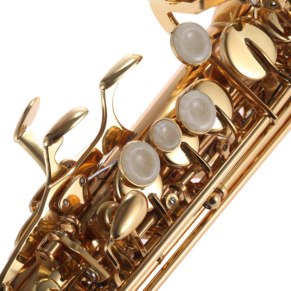 Brass Straight Soprano Sax Saxophone Bb B Flat Woodwind Instrument Nature Shell Key Carve Pattern With Carrying Case Gloves Cleaning Cloth Straps Cleaning Rod