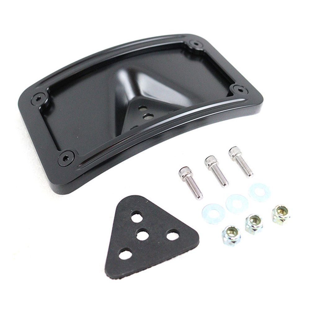 License Plate Bracket Curved Laydown Style Black Fits
