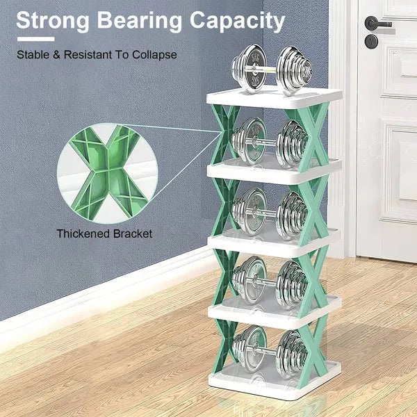 9Tier Narrow Entryway Shoe Rack Free Standing Vertical Shoe Organizer Plastic Shoes Storage Shelf Closet Hallway