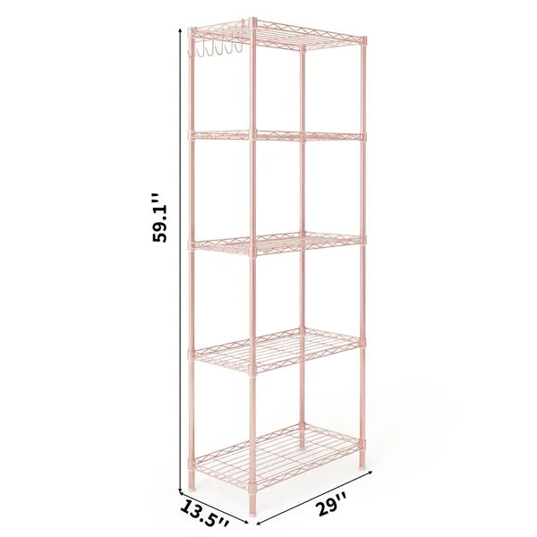 5-layer Adjustable Shelf With Adjustable Spacing, Pin-type Deformable Structure, Adjustable Feet, Display Rack, Iron, 54x29x150cm, Powder Coated With High-gloss Powder