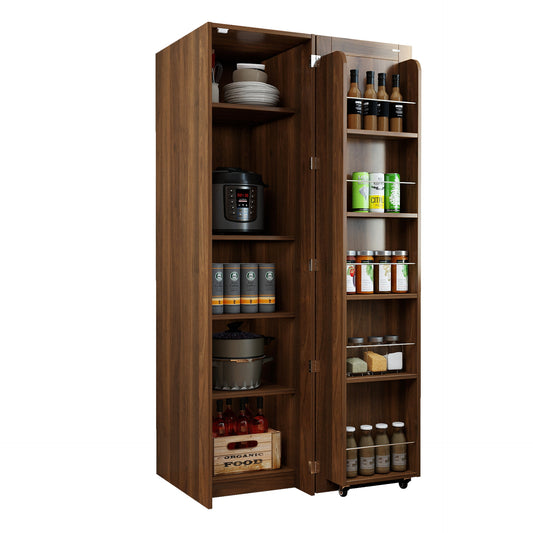 Kitchen Pantry Cabinet, BrownFreestanding Buffet Cupboards Sideboard With Doors & Shelves, Kitchen Pantry Storage Cabinet For Kitchen, Living Room And Dinning Room