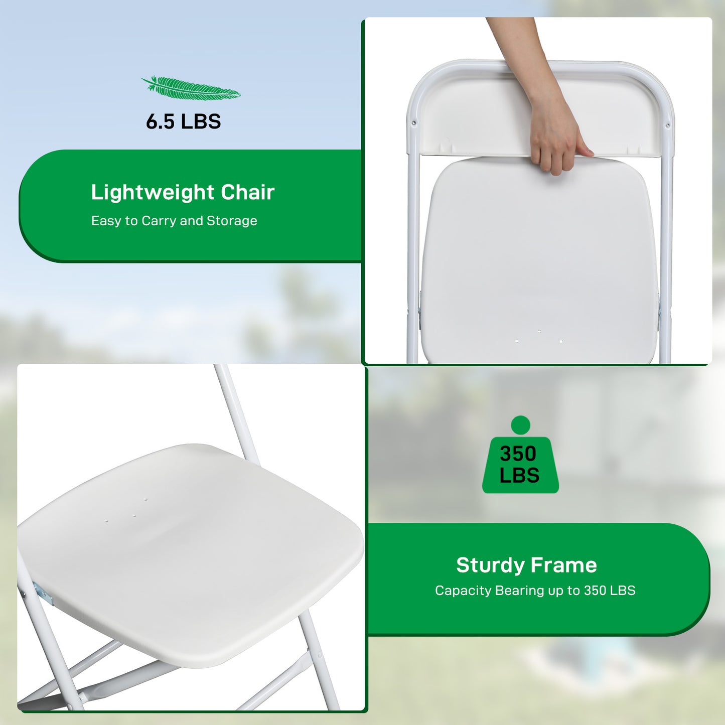 4Pcs Folding Chair, 350LBS Lightweight Foldable Plastic Chair, Reinforced Metal Frame Easy To Fold & Store For Indoor & Outdoor, Wedding, Party, Meeting Room, Patio And Garden