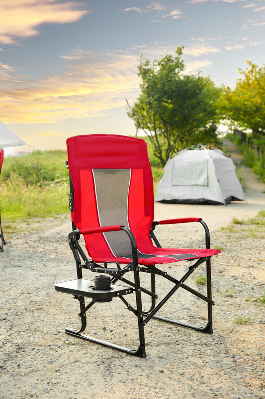 Camping Directors Chair, Heavy Duty,Oversized Portable Folding Chair With Side Table Pocket For Beach, Fishing,Trip,Picnic,Lawn Red