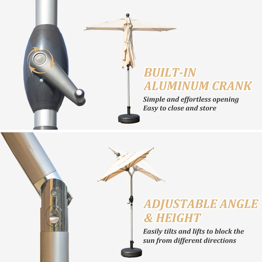Rectangle Patio Umbrella With Crank Lift And Tilt Function, Beige   Base Not Included