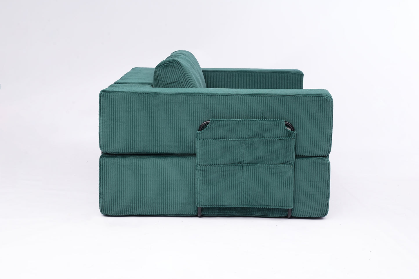 Foldable Castle Sofa Modular PlayCouchfor Living Room & Bedroom Instant Expansion Comfortable &Creative Design Furniture Seater With One Side Seat,Green.