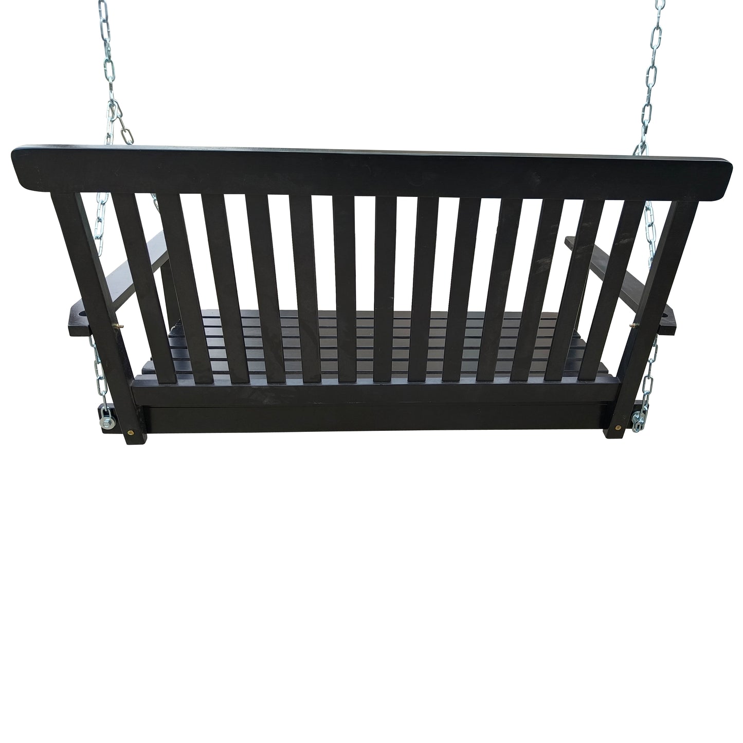 Front Porch Swing With Armrests, Wood Bench Swing With Hanging Chains,for Outdoor Patio ,Garden Yard, Porch, Backyard,  Or Sunroom,Easy To Assemble,black
