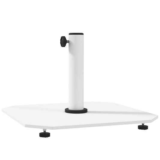 Square Patio Umbrella Base, 41 Lbs Metal Umbrella Stand Base With Adjustable Foot Pads, Heavy Duty Patio Umbrella Holder For 1.31.51.9 Umbrella Poles For Outdoor, Lawn, Poolside, White