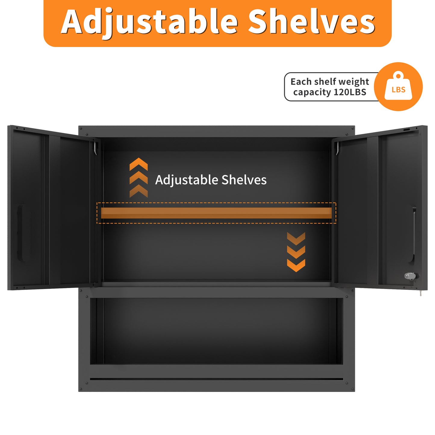 Metal Wall-Mounted Tool Storage Cabinet With Locking Door And 1 Shelf 1 Opened Drawer For Garage Warehouse,Office,Assembly Required