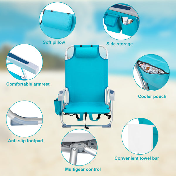 63x65x82cm Short Oxford Cloth Silver White Aluminum Tube Bearing Beach Chair Mint Green