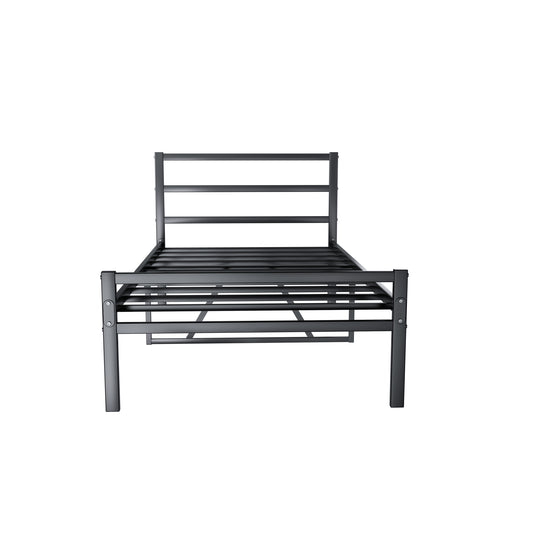 Metal Platform Bed Frame With Headboard, Sturdy Metal Frame, No Box Spring NeededTwin