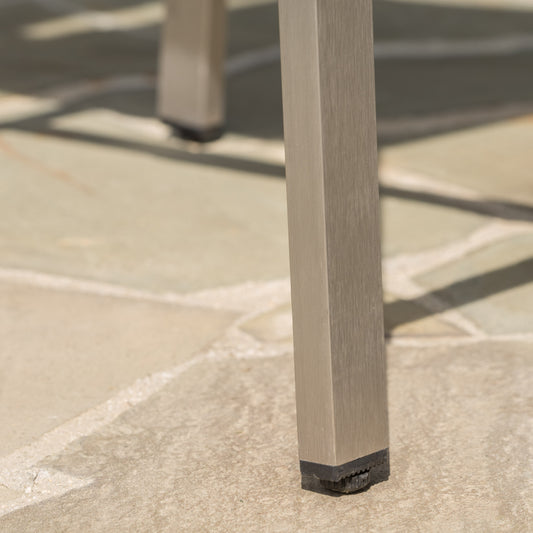 Outdoor 29.50 Rust-Proof Aluminum Barstools With PE Rattan Seat And Backrest, Set Of 2, Silver & Grey
