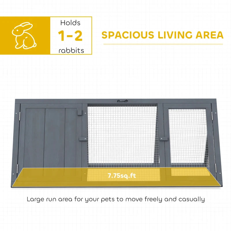 Wooden Guinea Pig Hutch With Run And Doors, Outdoor Triangle Bunny House For Rabbits,Duck And Chicken