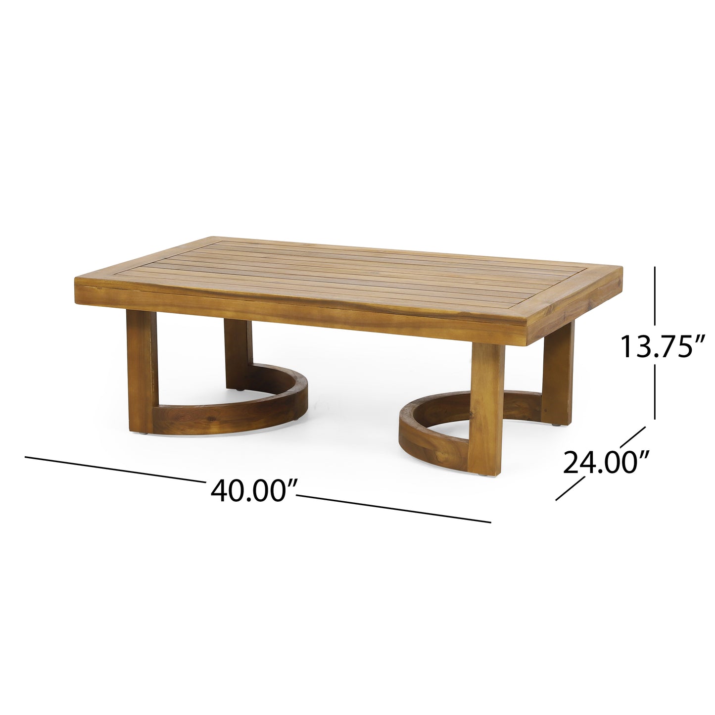 Outdoor Acacia Wood Loveseat And Coffee Table Set With Cushions, Teak, Beige