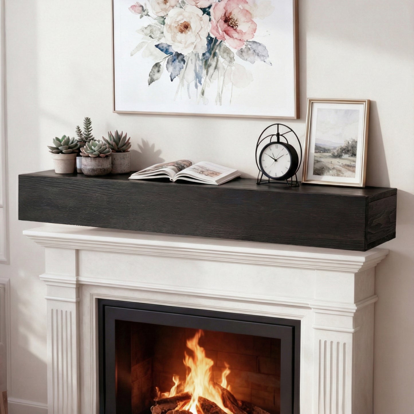 60  Rustic Wood Fireplace Mantel,Wall-Mounted & Floating Shelf For Home Decor