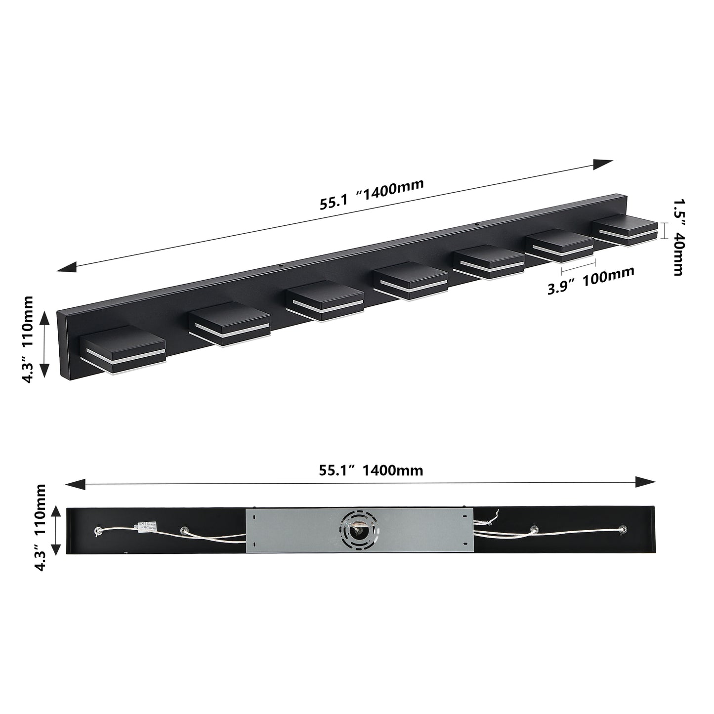 Modern Black LED Vanity Light, 7-Lights Wall Sconce For Bathroom And Mirror, Sleek Minimalist Design, Energy-Efficient, Easy To Install