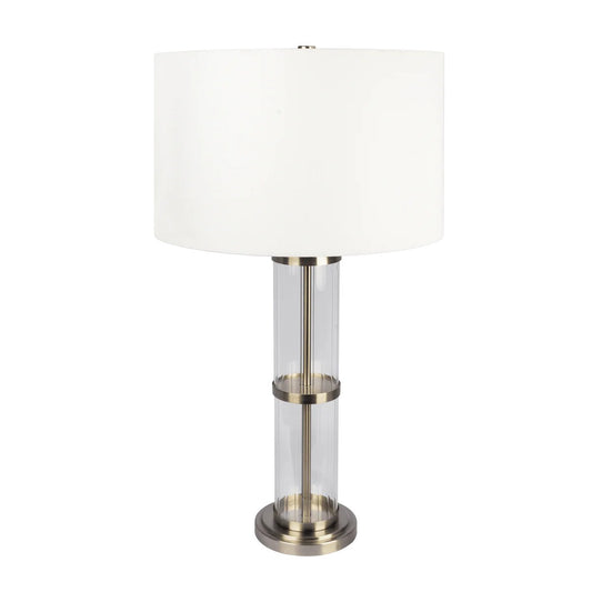 Echo Brushed Nickel Table Lamp With On Off Switch Clear Glass Body  Metal Base