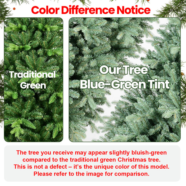 Dropship Artificial 8ft Blue Green Tint Christmas Tree With 2458 PE PVC Mixed Branch Tips, Memory Wire Iron Wire, Hinged Premium & Foldable Base For Indoor Holiday Decorating Dropship Artificial 8ft