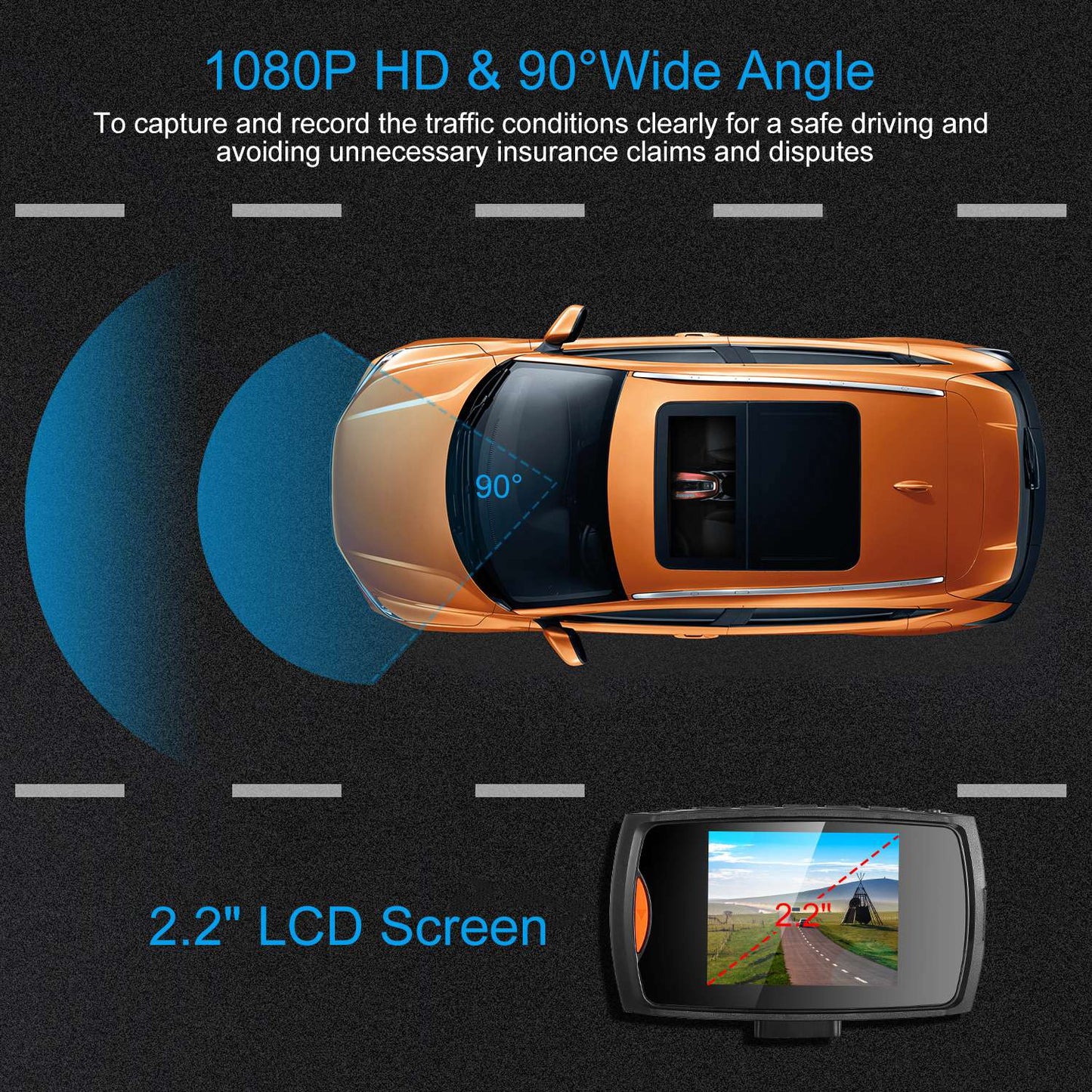 Full HD 1080P Car DVR Recorder, 90 Degree Wide Angle Dashcam, Night Vision With Infrared Lights, Seamless Loop Recording, Support Up To 32G MMC Card