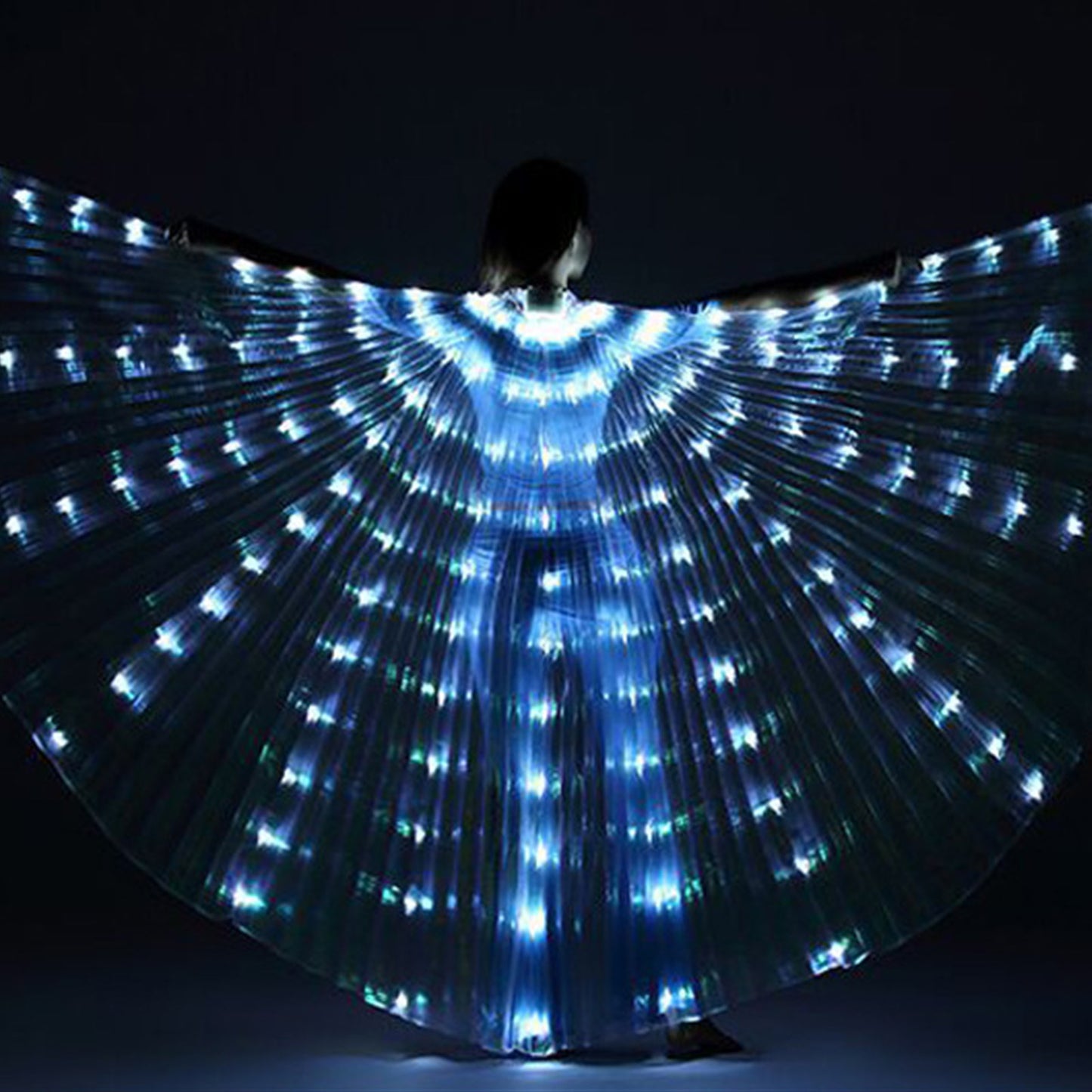 LED Light Up Wing For Adults 9.8FT Polyester Glowing Wing Belly Dance Costume Performance Clothing With Telescopic Rods For Carnival White