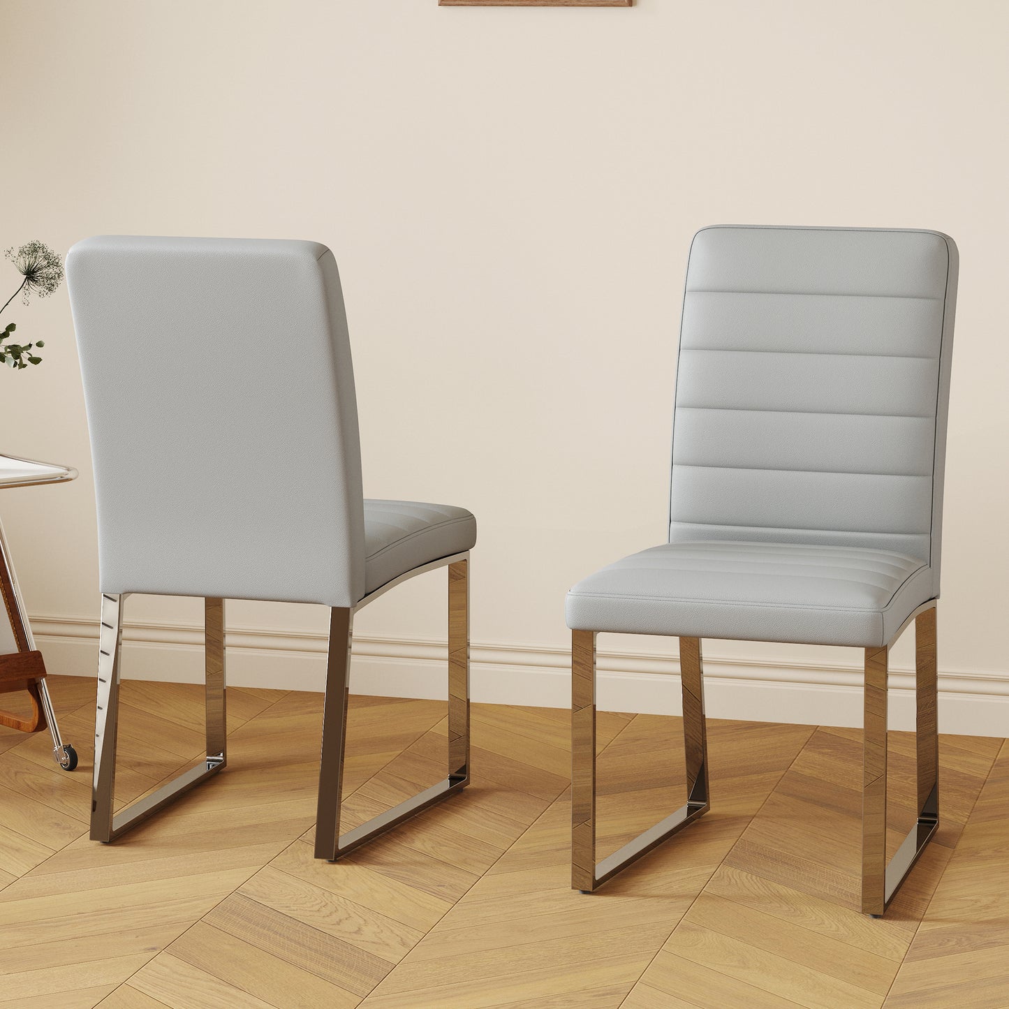 2-Pack - Premium PU Office Dining Chairs With High-density Foam, Sturdy Iron Legs  Electroplate Spray Paint , Multiple Colors. Easy Assembly