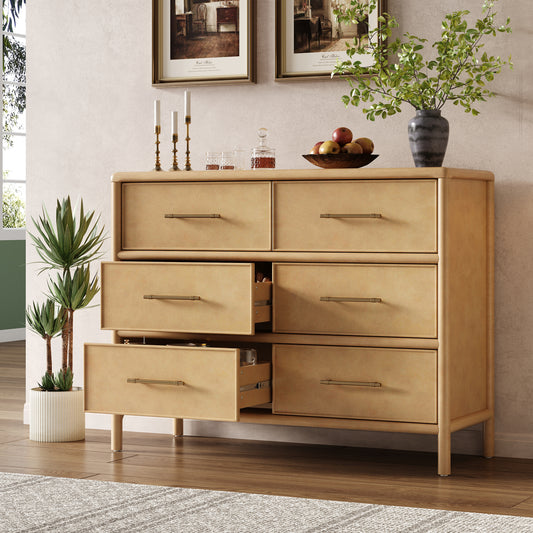 Storage Cabinet, Stylish Style, Suitable For Living Room And Dining Room Entrance, Large Size, 6 Drawers, Natural